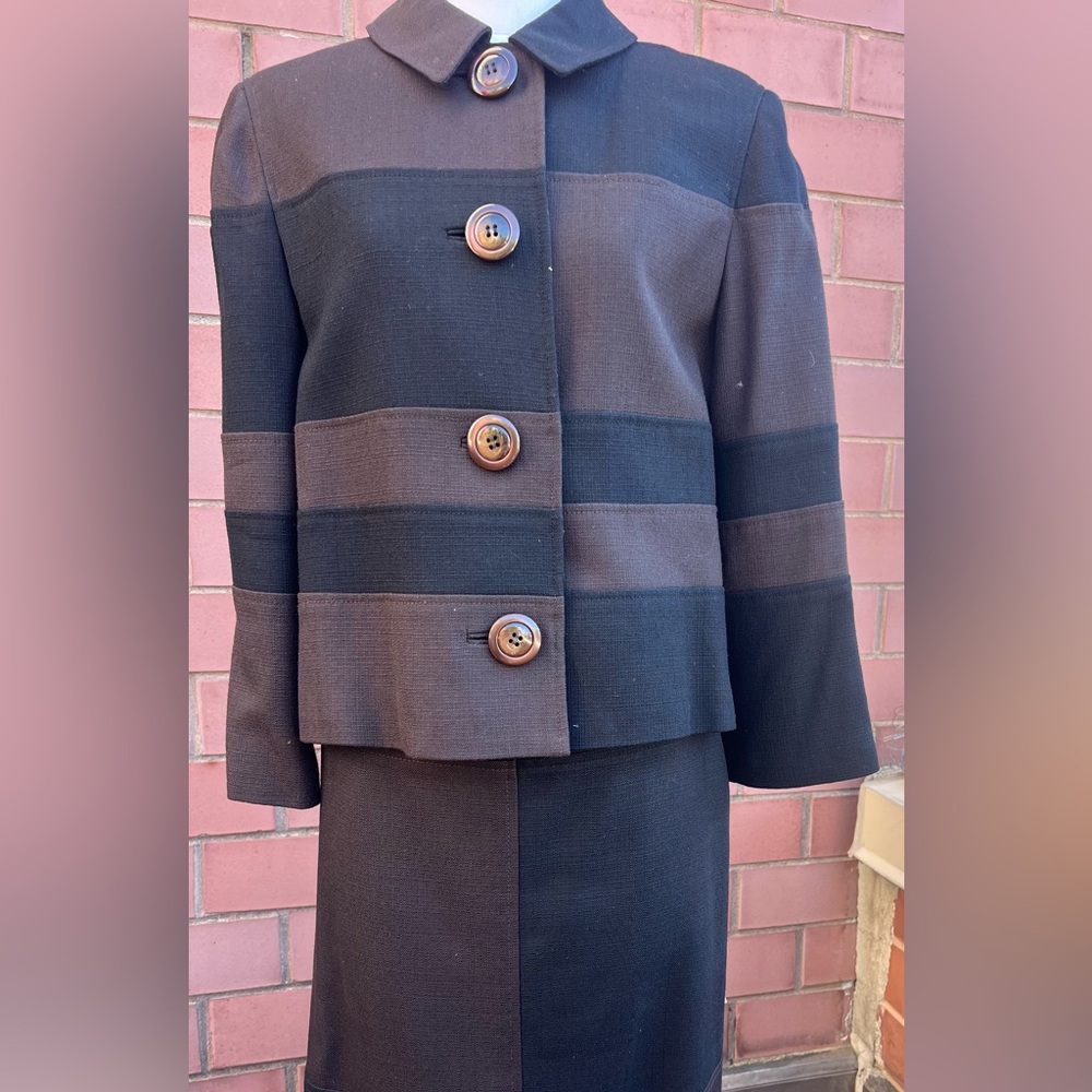 Carlisle Black and White Two Piece Skirt Suit